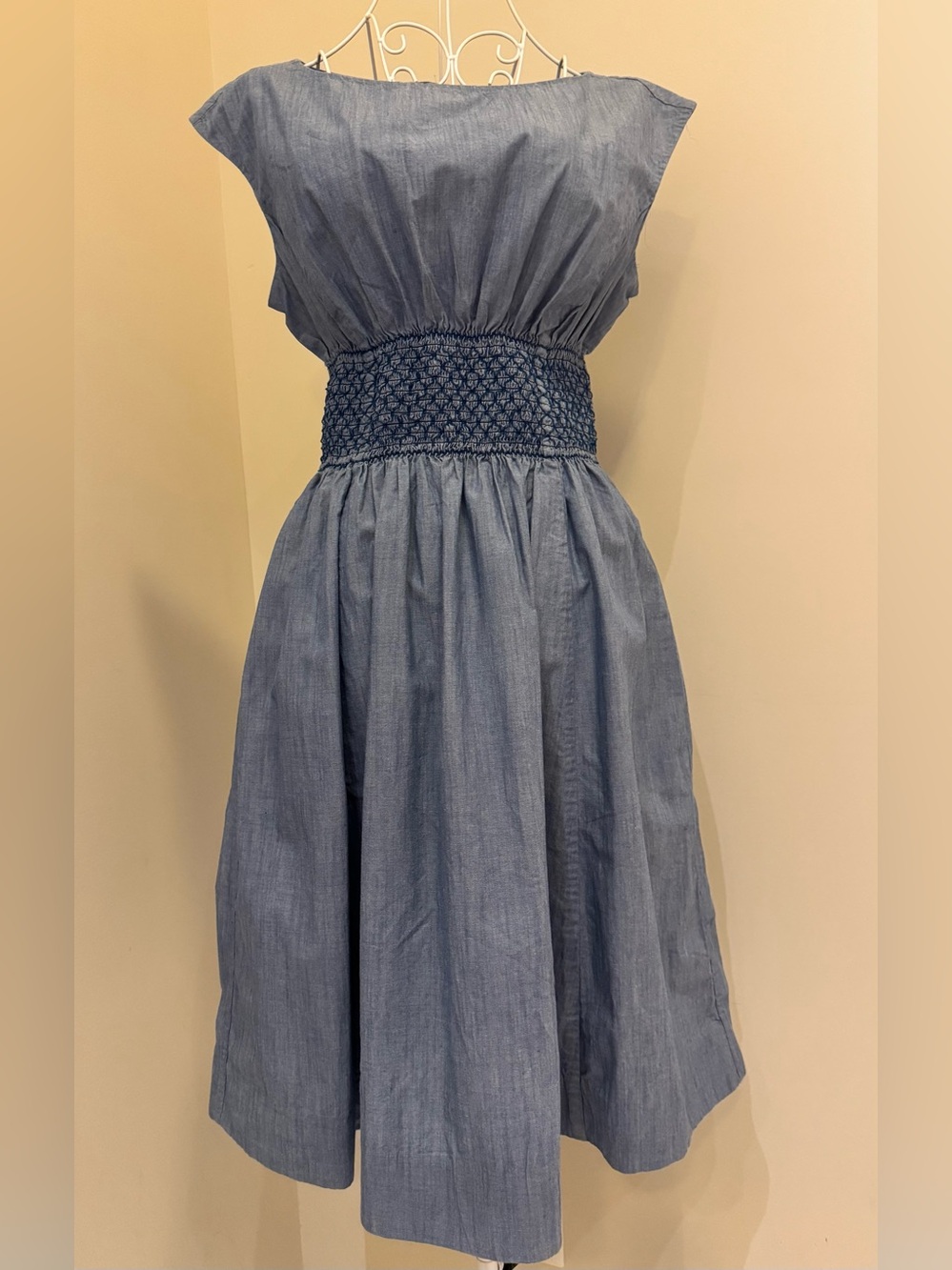 Kate Spade Blue Smocked Waist Mini Dress Size 10